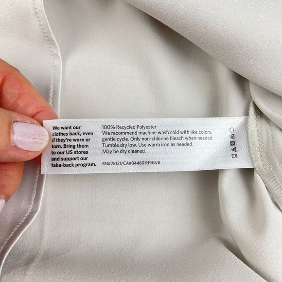 Eileen Fisher Women's Satin Ballet Neck Top Recycled Polyester Bone NWT Sz S/P - Picture 6 of 8